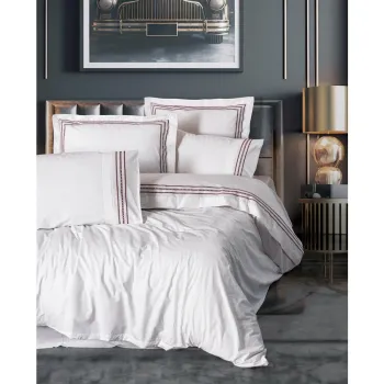 Lenjerie de pat alba din bumbac ranforce pentru pat de o persoana 140x200 cm Red Heritage Lines - Mila Home Luxury imagine