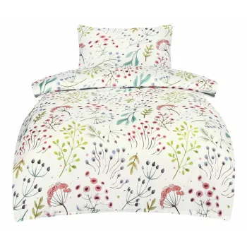 Lenjerie de pat alba din bumbac satinat pentru pat de o persoana 140x200 cm Jasmine - My House imagine