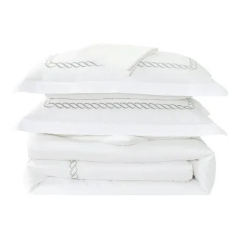 Lenjerie de pat alba din bumbac satinat pentru pat de o persoana cu cearceaf inclus/cu 6 piese 140x200 cm Whispered Serenity - Mila Home Luxury imagine