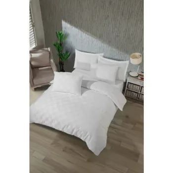 Lenjerie de pat alba din damasc pentru pat dublu 200x200 cm Kareli - Mijolnir imagine