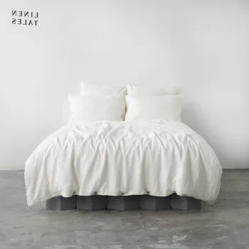 Lenjerie de pat alba din in pentru pat dublu/extinsa 200x220 cm - Linen Tales imagine