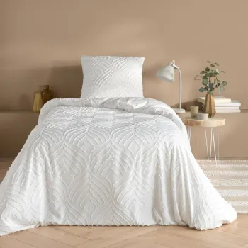 Lenjerie de pat alba din microfibra pentru pat de o persoana 140x200 cm Heltie - douceur d'interieur imagine