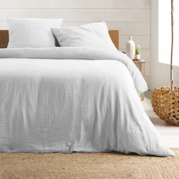 Lenjerie de pat alba din muselina pentru pat dublu/extinsa 240x260 cm Angelia - douceur d'interieur imagine