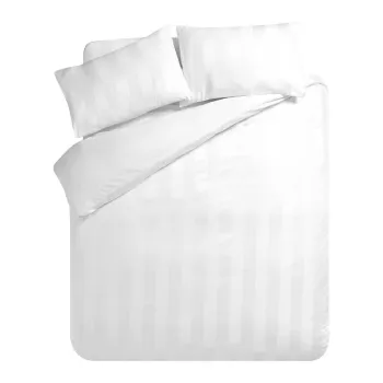 Lenjerie de pat alba din satin pentru pat dublu 220x230 cm So Soft Satin Stripe - Catherine Lansfield imagine