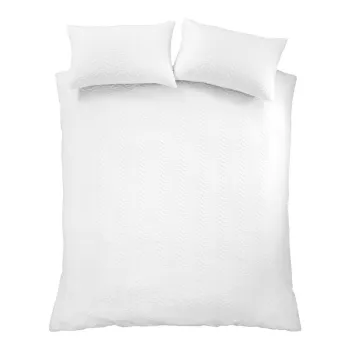 Lenjerie de pat alba din tesatura crep pentru pat de o persoana 135x200 cm Heatset Wave - Catherine Lansfield imagine