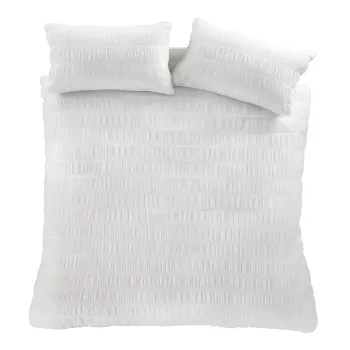 Lenjerie de pat alba din tesatura crep pentru pat dublu/extinsa 230x220 cm Seersucker - Catherine Lansfield imagine