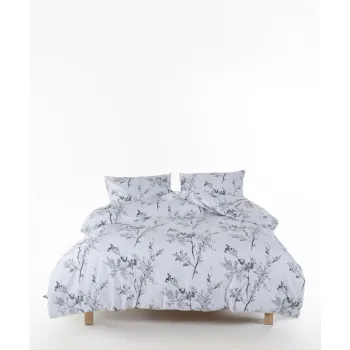 Lenjerie de pat alba/gri din bumbac ranforce pentru pat dublu/extinsa 240x220 cm White Floral - Mila Home Luxury imagine