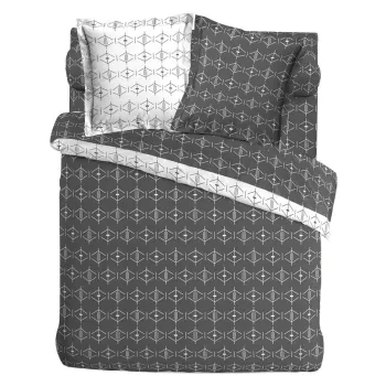 Lenjerie de pat alba/gri inchis din bumbac pentru pat dublu/extinsa 240x220 cm Aristide - douceur d'interieur imagine