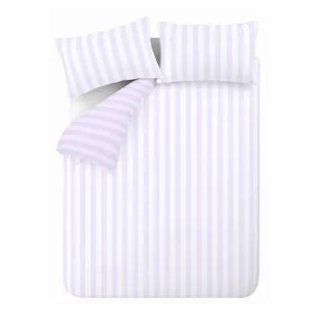 Lenjerie de pat alba/mov lavanda pentru pat dublu 200x200 cm Stripe Tease - Sassy B imagine