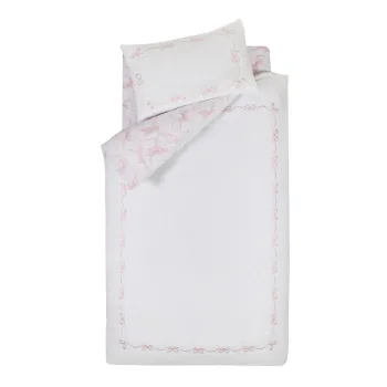 Lenjerie de pat alba pentru pat de o persoana 135x200 cm Bow Embroidery - Catherine Lansfield imagine