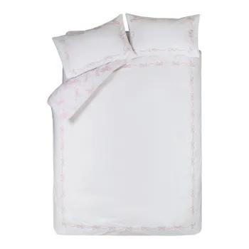 Lenjerie de pat alba pentru pat dublu 200x200 cm Bow Embroidery - Catherine Lansfield imagine