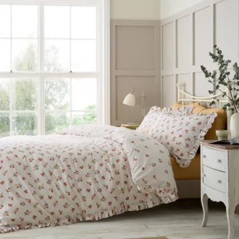 Lenjerie de pat alba pentru pat dublu 200x200 cm Frill Ditsy Floral - Catherine Lansfield imagine