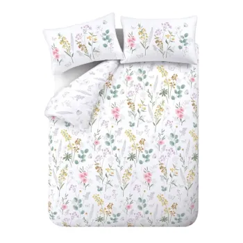 Lenjerie de pat alba pentru pat dublu/extinsa 230x220 cm Emilia Floral - Catherine Lansfield imagine