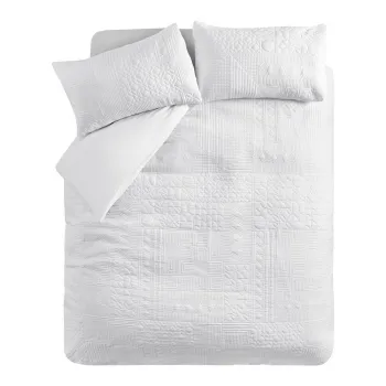 Lenjerie de pat alba pentru pat dublu/extinsa 230x220 cm Folkstone Geo - Catherine Lansfield imagine