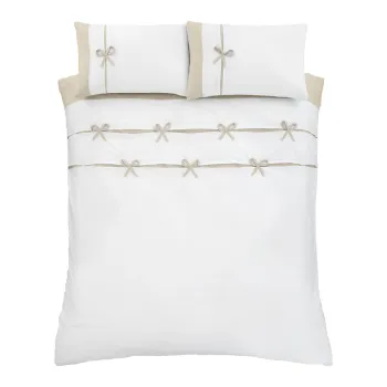 Lenjerie de pat alba pentru pat dublu/extinsa 230x220 cm Milo Bow - Catherine Lansfield imagine