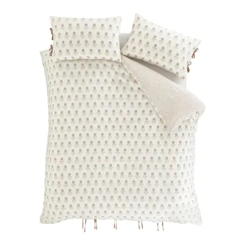 Lenjerie de pat alba pentru pat dublu/extinsa 230x220 cm Woodblock Floral - Pineapple Elephant imagine