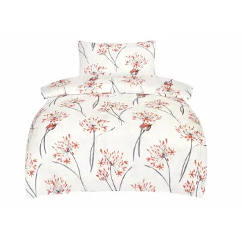 Lenjerie de pat alba-portocalie din bumbac satinat pentru pat de o persoana 140x200 cm Adeline - My House imagine