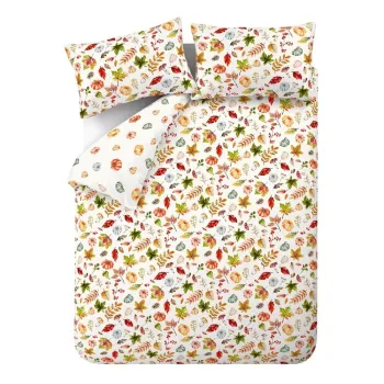 Lenjerie de pat alba-portocalie pentru pat dublu 200x200 cm Autumn Pumpkins - Catherine Lansfield imagine