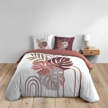 Lenjerie de pat alba/roz din bumbac pentru pat dublu/extinsa 240x220 cm Astria - douceur d'interieur imagine