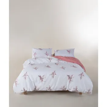 Lenjerie de pat alba/roz din bumbac ranforce pentru pat de o persoana 140x200 cm Breeze Floral - Mila Home Luxury imagine
