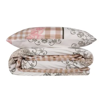 Lenjerie de pat alba/roz din bumbac ranforce pentru pat de o persoana 140x200 cm Nazenin - Mijolnir imagine