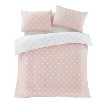 Lenjerie de pat alba/roz din flanela pentru pat dublu/extinsa 230x220 cm Polka Dot - Catherine Lansfield imagine