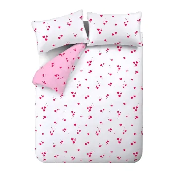 Lenjerie de pat alba/roz din tesatura crep pentru pat dublu 200x200 cm Seersucker Heart - Catherine Lansfield imagine