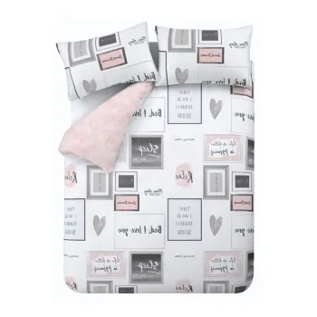 Lenjerie de pat alba/roz pentru pat dublu/extinsa 230x220 cm Sleep Dreams - Catherine Lansfield imagine