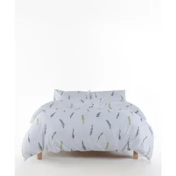 Lenjerie de pat alba/verde din bumbac satinat pentru pat dublu/extinsa 240x220 cm Marseille Floral - Mila Home Luxury imagine