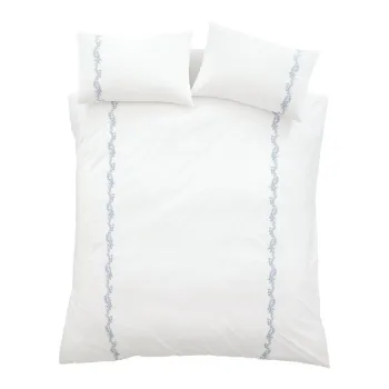 Lenjerie de pat albAdin bumbac percal pentru pat dublu cu 3 piese 200x200 cm Camille Embroidered Floral aEURBianca imagine