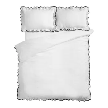 Lenjerie de pat albApentru pat de o persoanA135x200 cm So Soft Mono Frill aEURCatherine Lansfield imagine