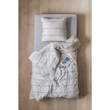 Lenjerie de pat albastra/bej din bumbac satinat pentru pat de o persoana 140x200 cm Align - Mette Ditmer Denmark imagine