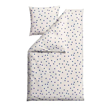 Lenjerie de pat albastra/crem din bumbac satinat pentru pat de o persoana 140x200 cm Solaris - Sodahl imagine