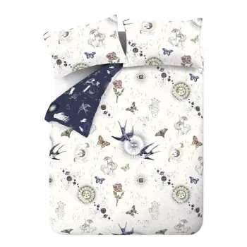 Lenjerie de pat albastra/crem pentru pat dublu 200x200 cm Astrology - Sassy B imagine