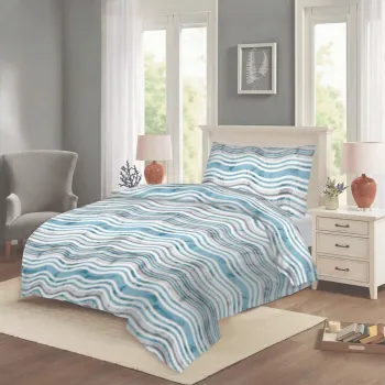 Lenjerie de pat albastra din bumbac pentru pat de o persoana 140x200 cm Jasana - Cotton House imagine