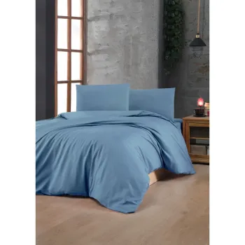 Lenjerie de pat albastra din bumbac ranforce pentru pat dublu 200x200 cm - Mijolnir imagine