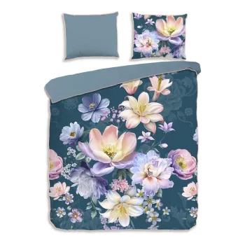 Lenjerie de pat albastra din bumbac satinat pentru pat dublu/extinsa 200x220 cm Mirery - Descanso imagine