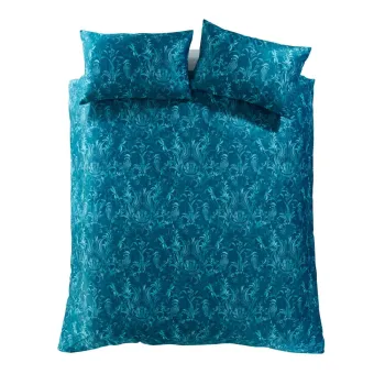 Lenjerie de pat albastra din catifea pentru pat dublu 200x200 cm Regal Birds - Catherine Lansfield imagine