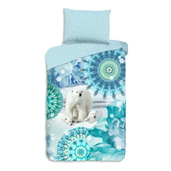 Lenjerie de pat albastra din flanela pentru pat de o persoana 140x200 cm Seppo - HIP imagine