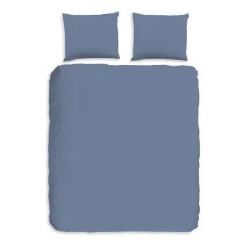 Lenjerie de pat albastra din flanela pentru pat dublu/extinsa 200x220 cm - Good Morning imagine