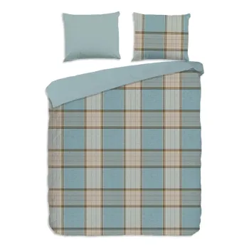 Lenjerie de pat albastra din flanela pentru pat dublu/extinsa 200x220 cm Jacco - Good Morning imagine