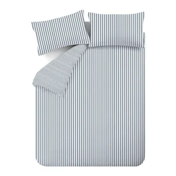 Lenjerie de pat albastra din flanela pentru pat dublu/extinsa 230x220 cm Stripe - Catherine Lansfield imagine