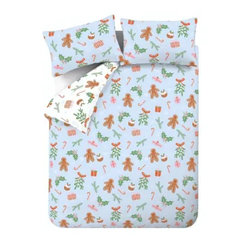 Lenjerie de pat albastra din microfibra pentru pat dublu, extinsa 230x220 cm Gingerbread - Catherine Lansfield imagine