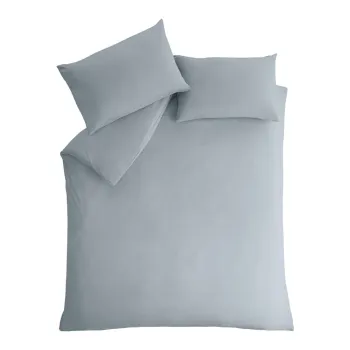 Lenjerie de pat albastra/gri din microfibra pentru pat dublu 200x200 cm So Soft Easy Iron - Catherine Lansfield imagine