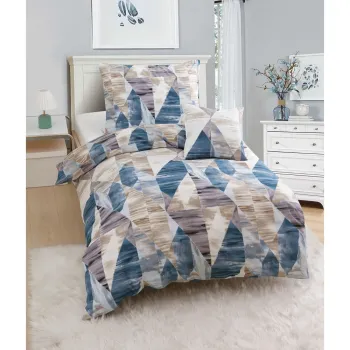 Lenjerie de pat albastra/maro din microsatin pentru pat de o persoana cu 3 piese 140x200 cm Eden - JAHU collections imagine