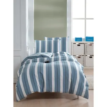 Lenjerie de pat albastra pentru pat de o persoana 140x200 cm Helsinki - Mijolnir imagine