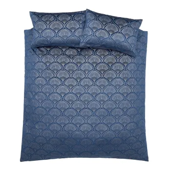 Lenjerie de pat albastra pentru pat dublu/extinsa 230x220 cm Art Deco Pearl - Catherine Lansfield imagine