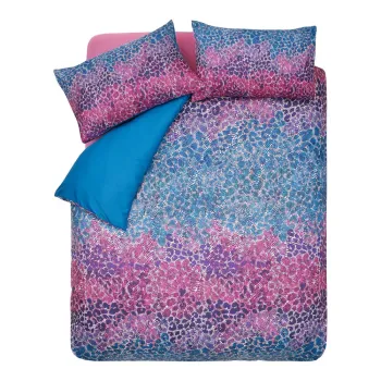 Lenjerie de pat albastra/roz din microsatin pentru pat dublu 200x200 cm Animal Print - Catherine Lansfield imagine
