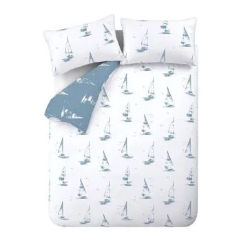 Lenjerie de pat albastrApentru pat de o persoanA135x200 cm Salcombe Boats aEURCatherine Lansfield imagine