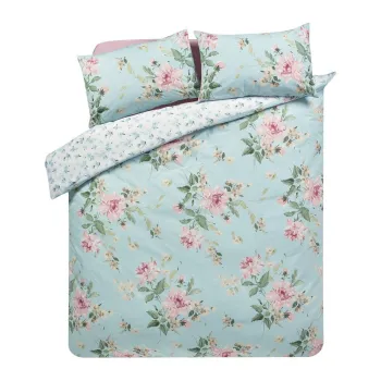 Lenjerie de pat albastrApentru pat dublu cu 3 piese 200x200 cm Avebury Floral aEURCatherine Lansfield imagine